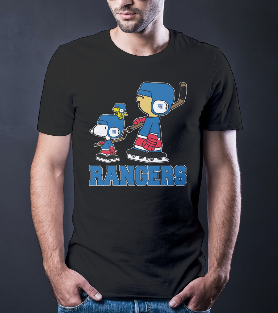 Rangers Snoopy And Woodstock Ice Hockey Team Fans T-Shirt