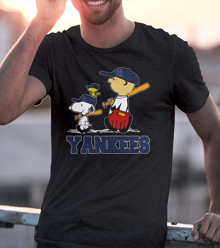 Snoopy Peanuts Characters Yankees Baseball T-Shirt