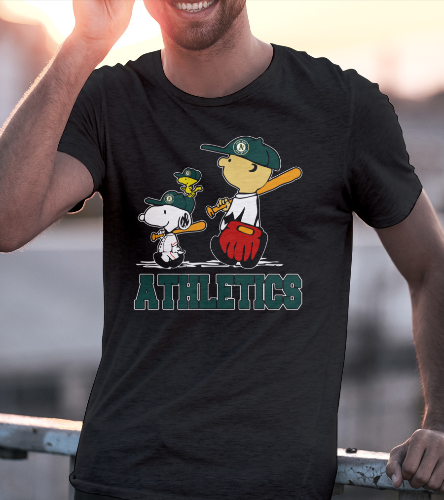 Snoopy Woodstock And Friends With Athletics Team T-Shirt