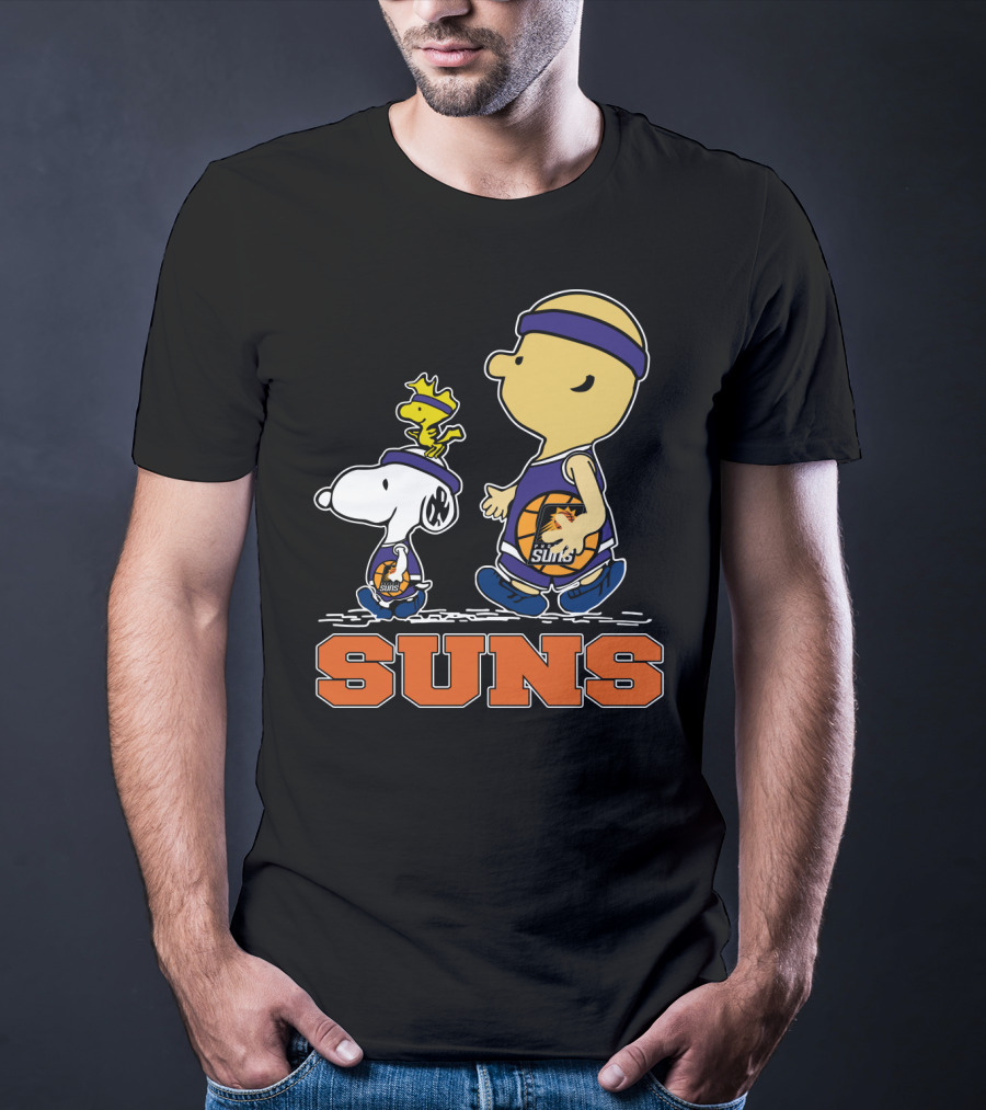 Snoopy And Woodstock In Phoenix Suns Basketball Jerseys T-Shirt