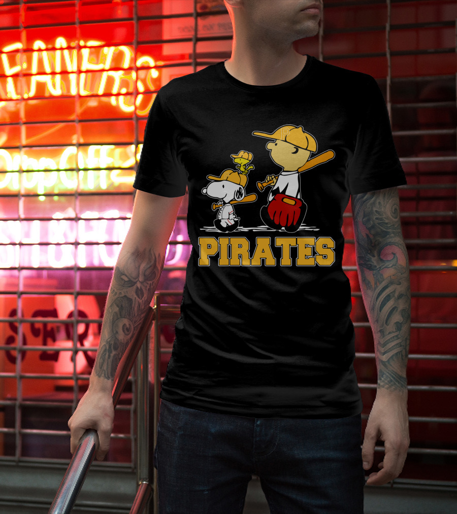 Snoopy Woodstock Pirates Baseball Fan Gear T-Shirt