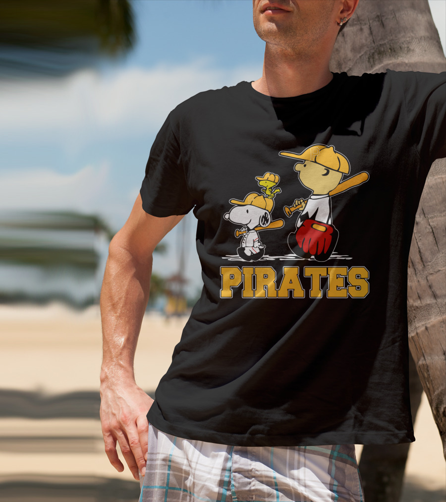 Snoopy Woodstock Pirates Baseball Fan Gear T-Shirt