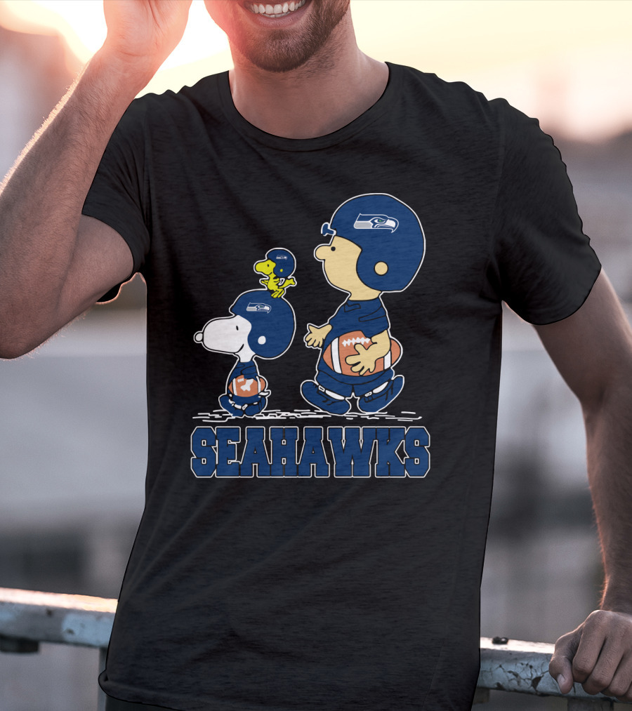 Snoopy Seattle Seahawks Football Fans Peanuts Characters T-Shirt