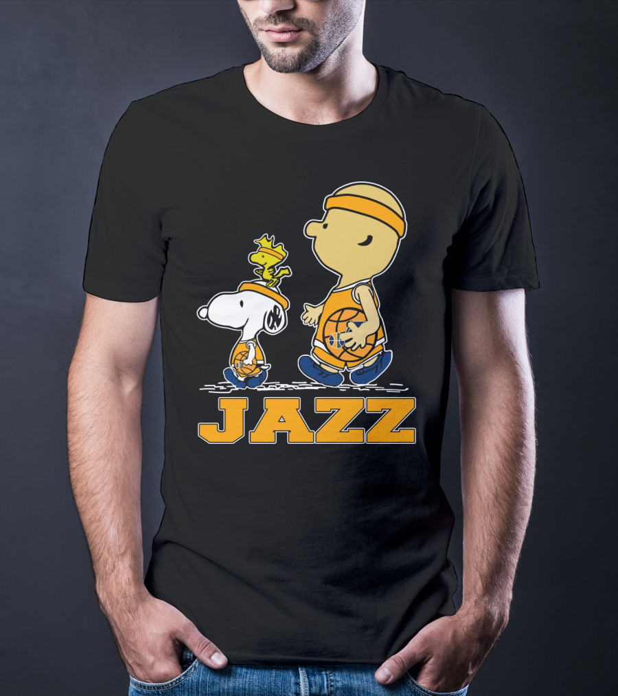 Snoopy And Woodstock With Basketball For Utah Jazz Fans T-Shirt