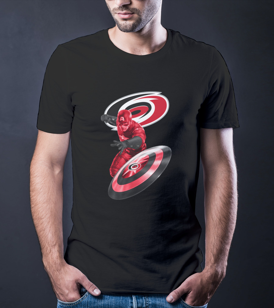 Carolina Hurricanes Captain America Crossover With Iconic Shield T-Shirt