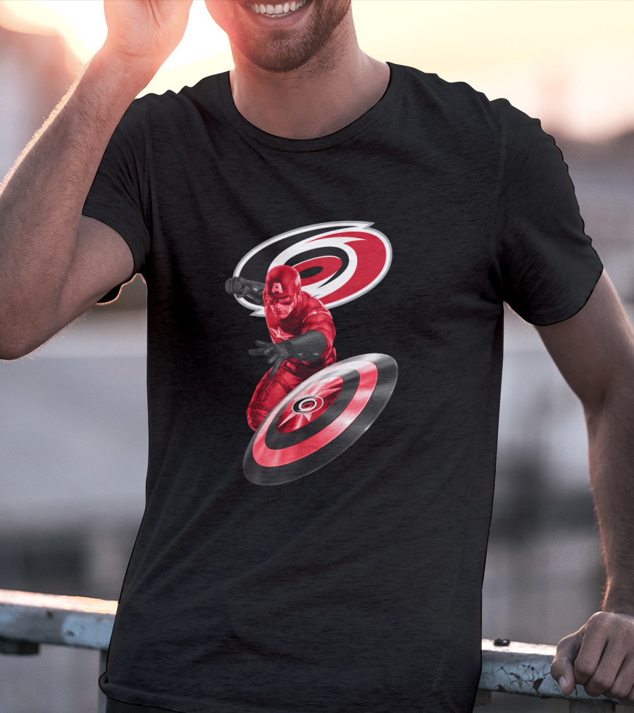 Carolina Hurricanes Captain America Crossover With Iconic Shield T-Shirt