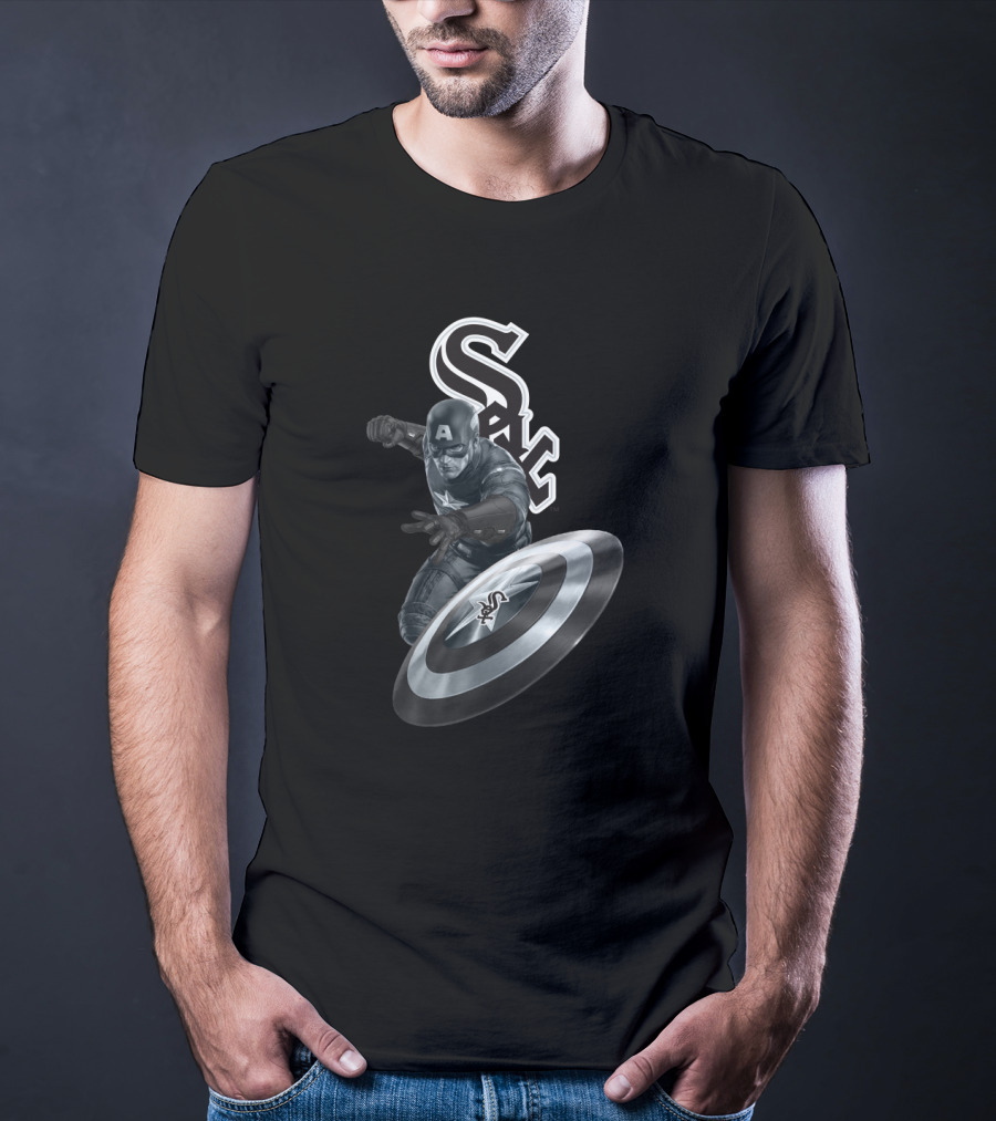 Chicago White Sox Captain America Collaboration Featuring Iconic Superhero And Team T-Shirt