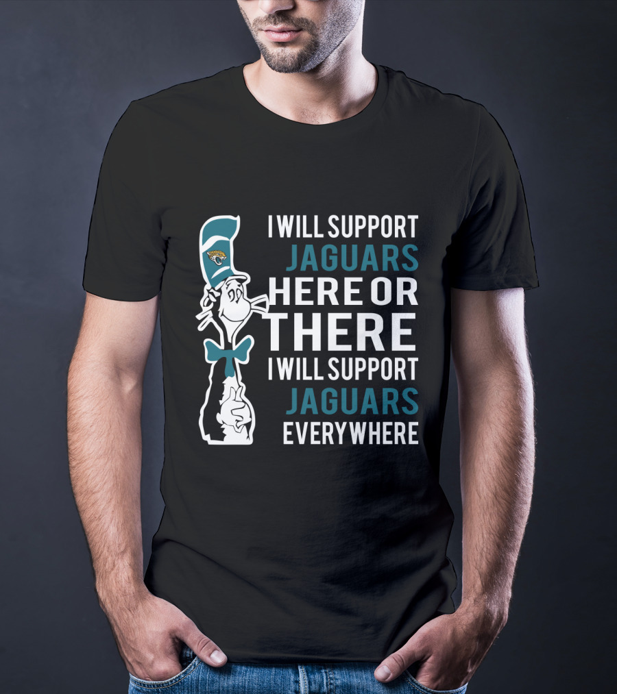 Dr Seuss Cat In Hat Supports Jacksonville Jaguars Everywhere T-Shirt