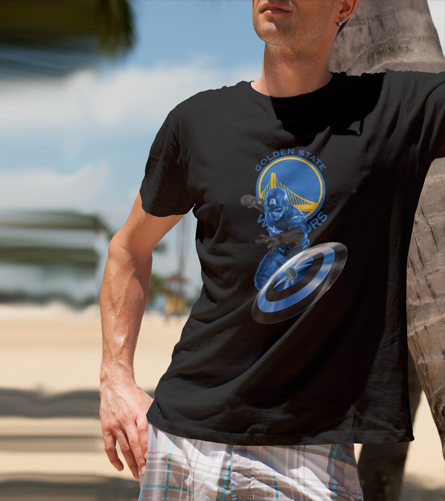 Golden State Warriors Captain America Shield Nba Crossover T-Shirt