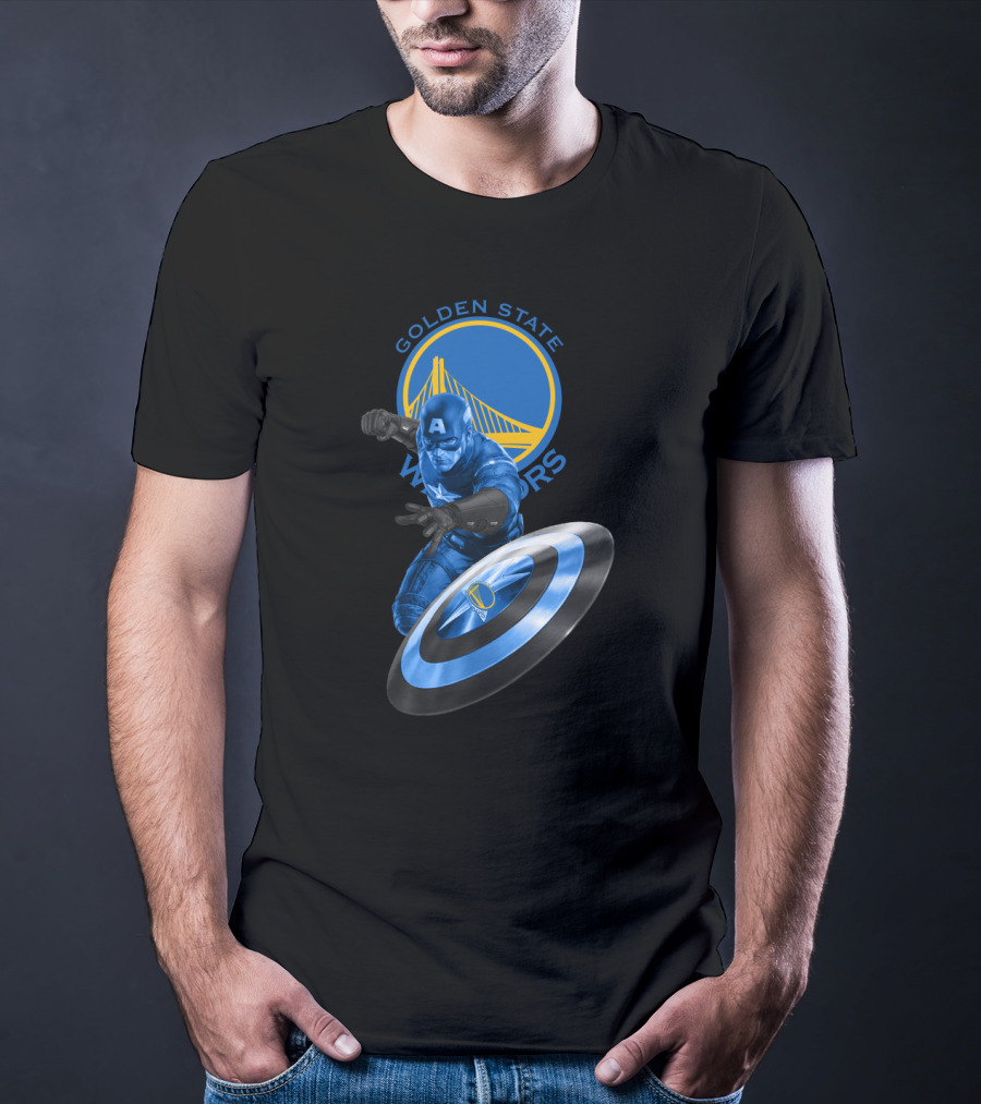 Golden State Warriors Captain America Shield Nba Crossover T-Shirt