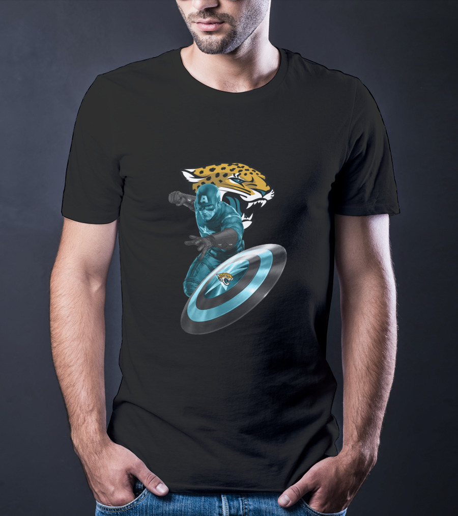 Jacksonville Jaguars Captain America Shield Crossover T-Shirt