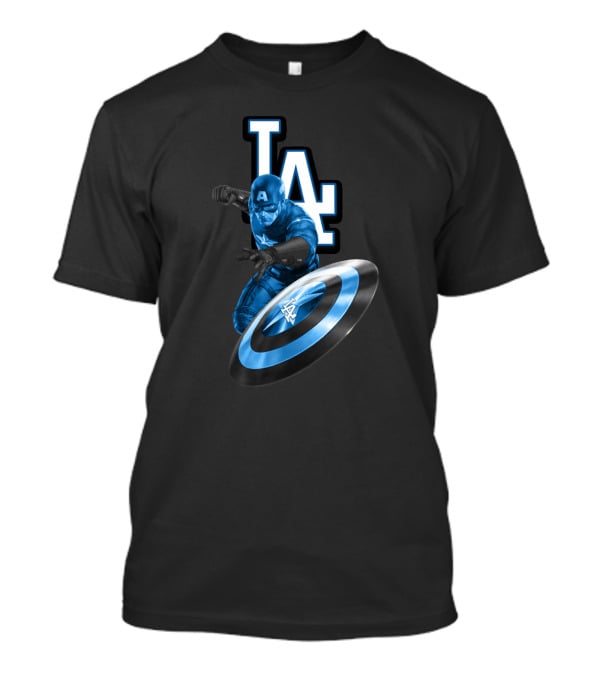 LA Dodgers Captain America Logo Collaboration With Shield T-Shirt