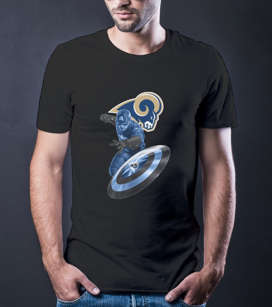 Los Angeles Rams Captain America Shield Crossover T-Shirt