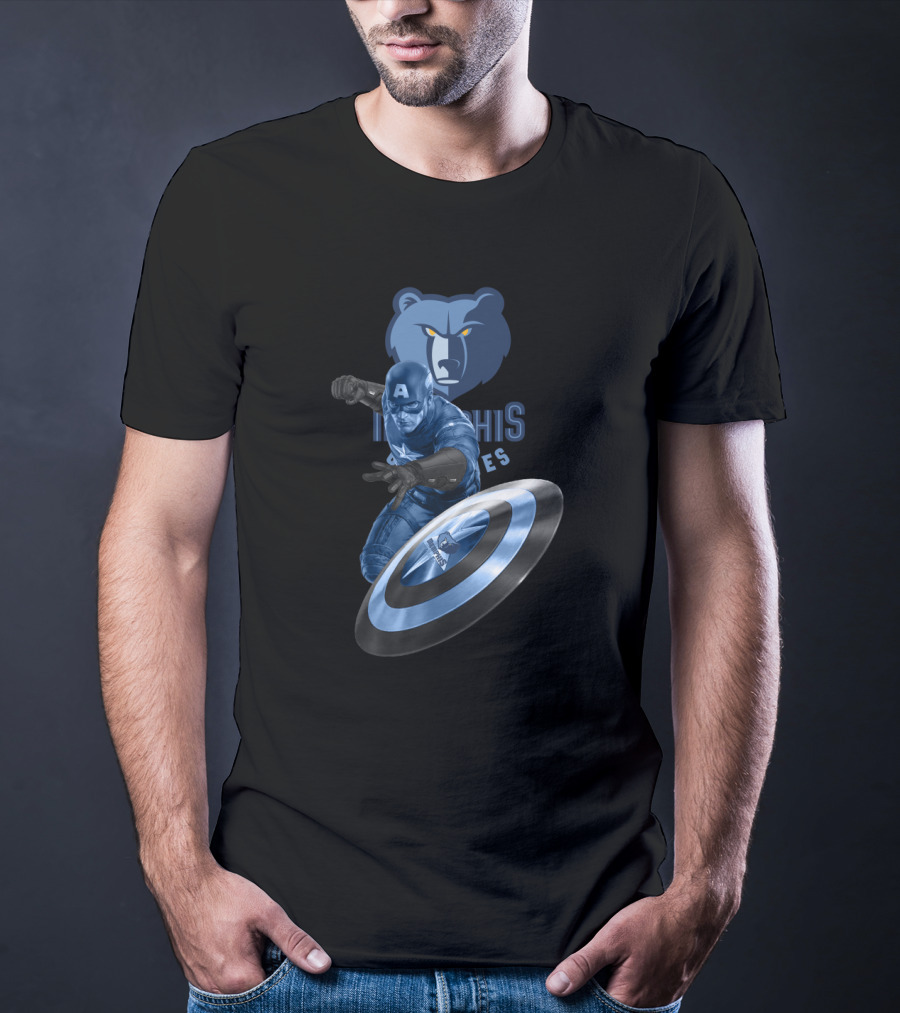 Memphis Grizzlies Captain America Logo Collaboration T-Shirt