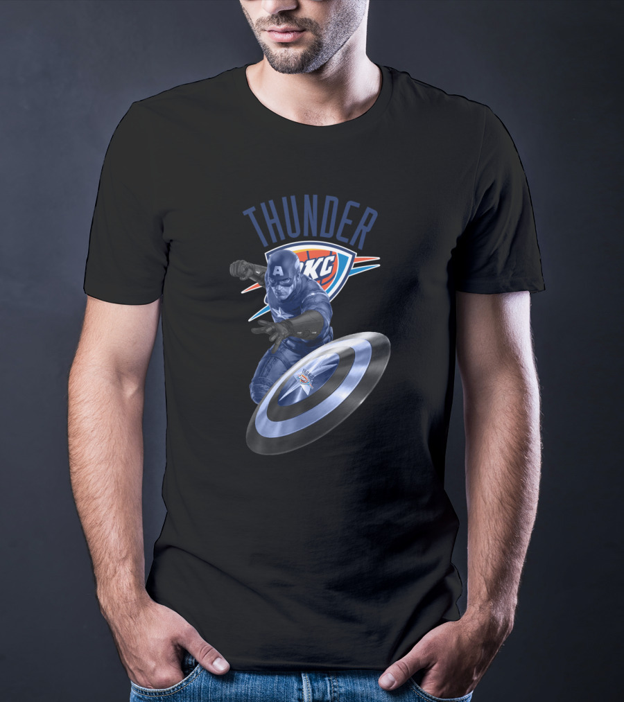 Thunder Okc Captain America Shield Crossover T-Shirt