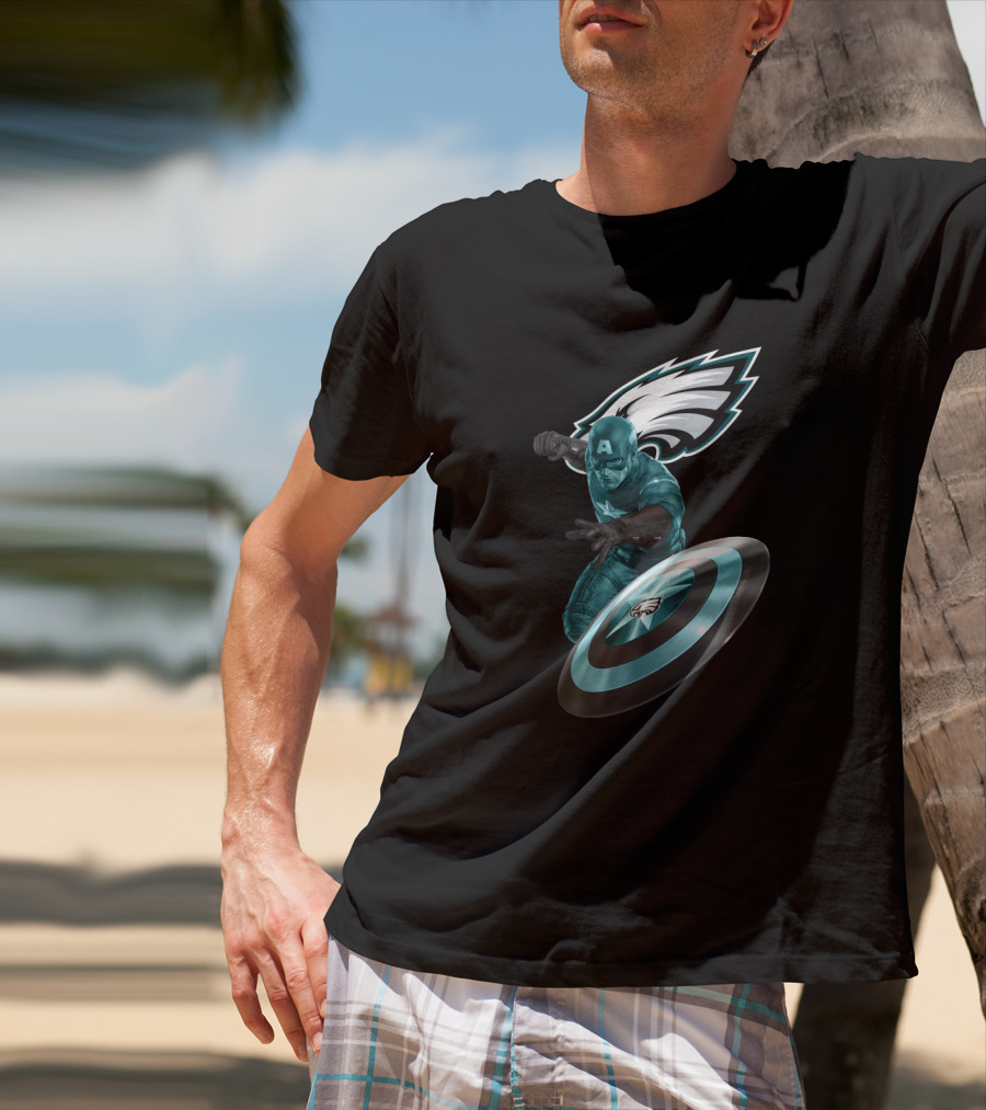 Philadelphia Eagles Captain America Shield Hero T-Shirt