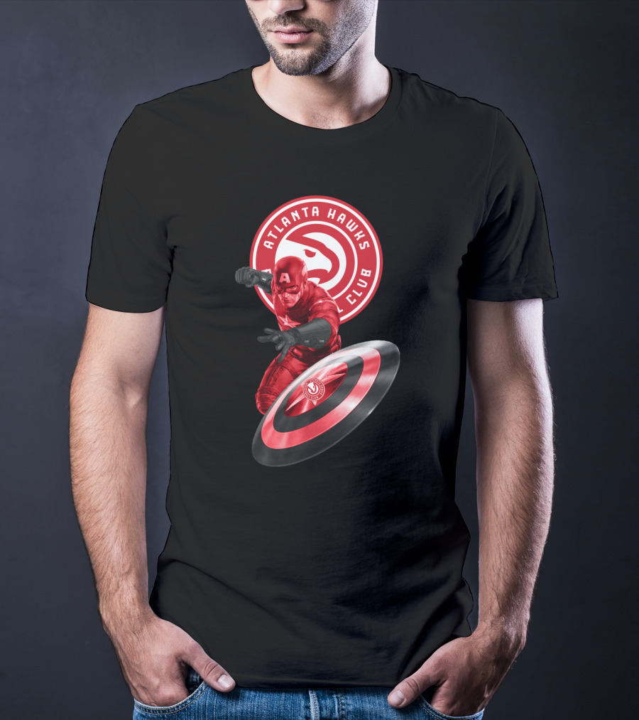 Atlanta Hawks Club Captain America Shield T-Shirt