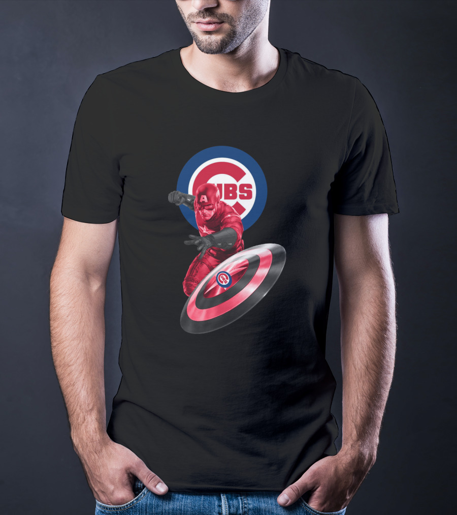 Chicago Cubs And Captain America Fans United With Iconic Shield T-Shirt