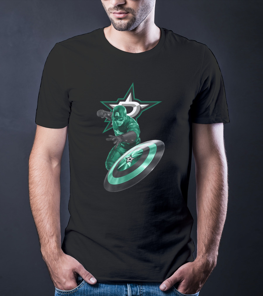 Dallas Stars And Captain America Crossover For Fans T-Shirt
