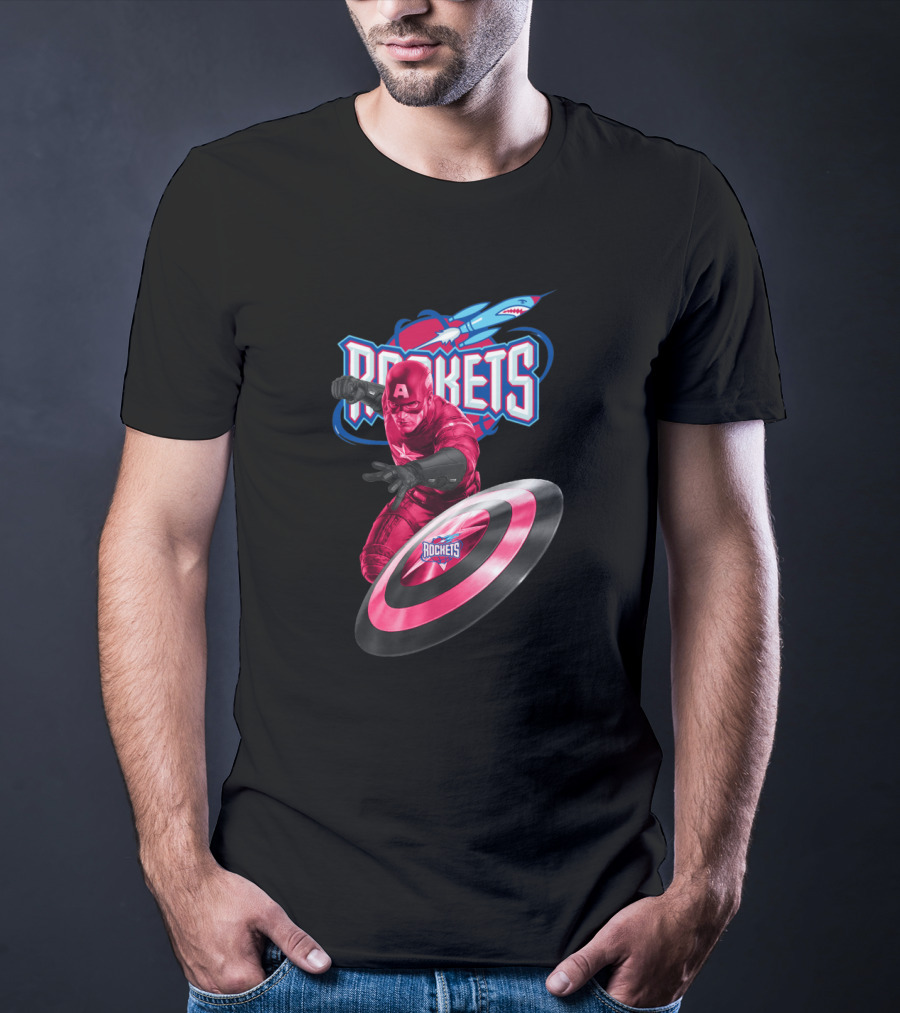 Houston Rockets Captain America Shield Crossover Fan T-Shirt