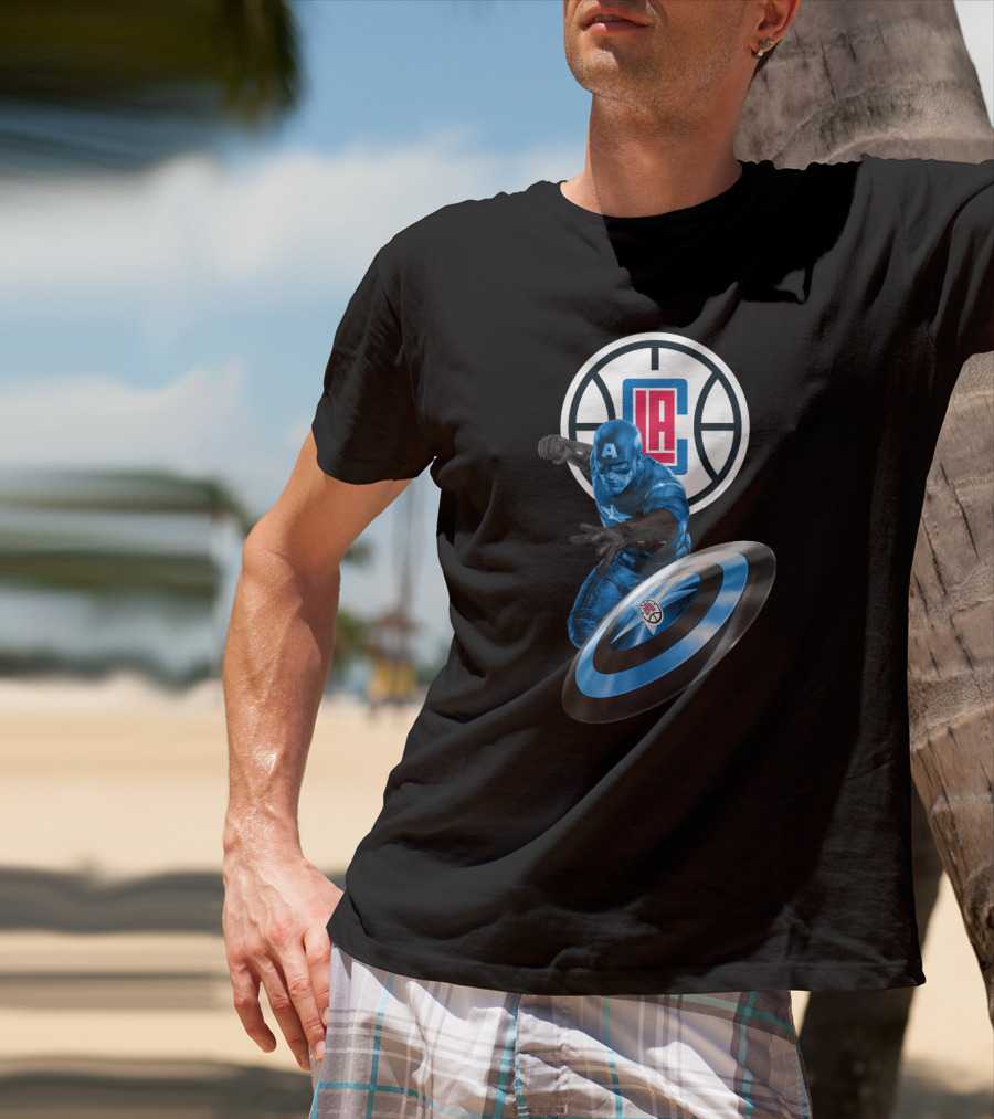 La Clippers And Captain America Shield Hero Crossover T-Shirt