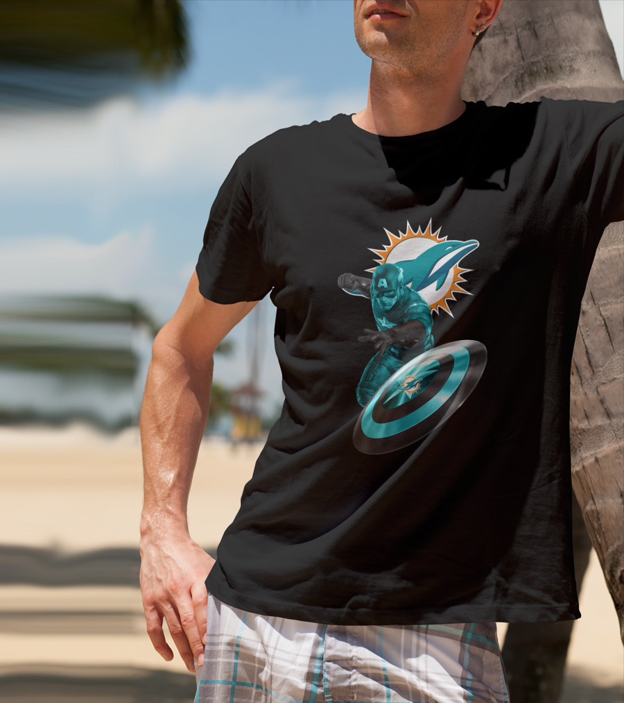 Miami Dolphins Captain America Crossover Fan Merchandise T-Shirt