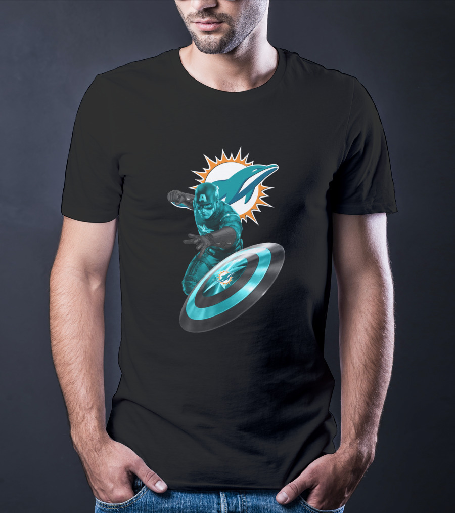 Miami Dolphins Captain America Crossover Fan Merchandise T-Shirt