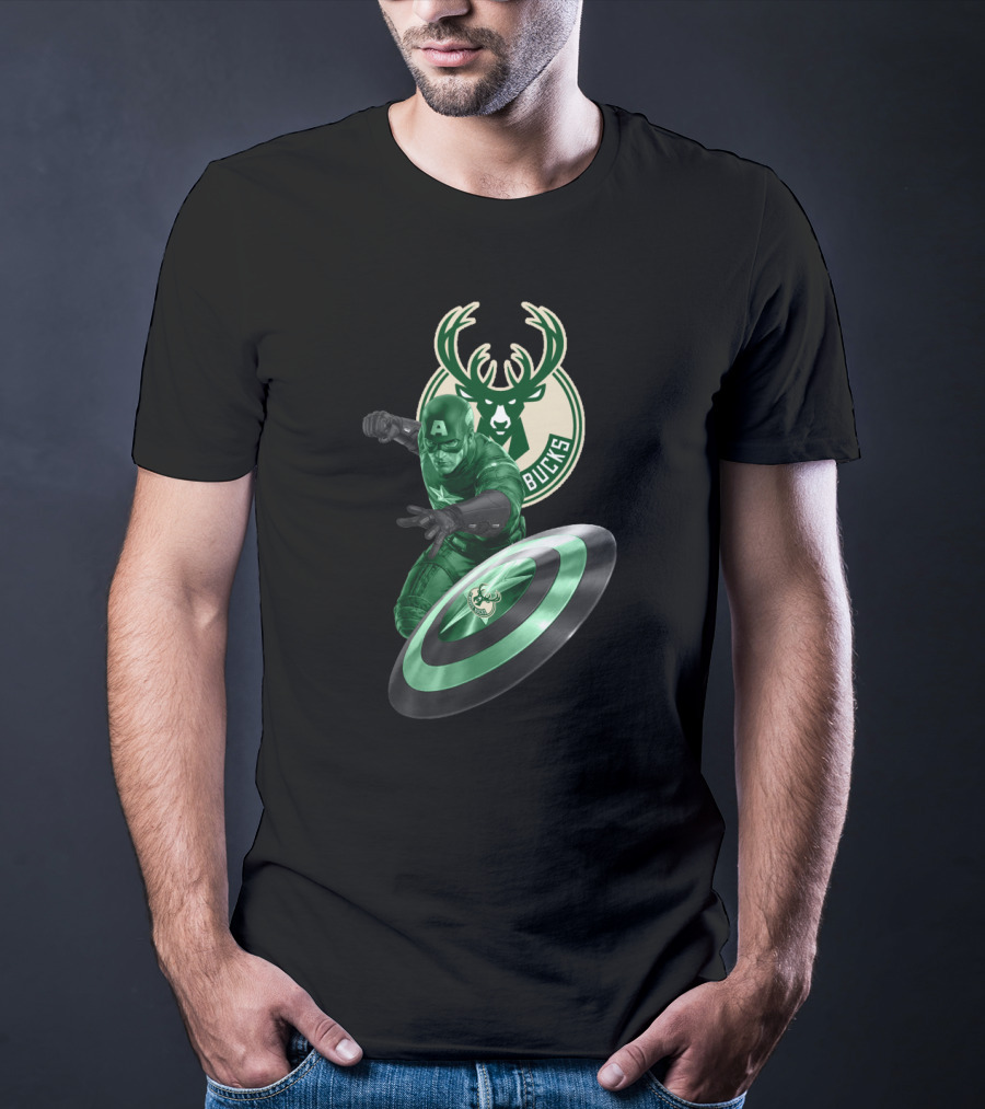 Milwaukee Bucks Captain America Collaboration T-Shirt