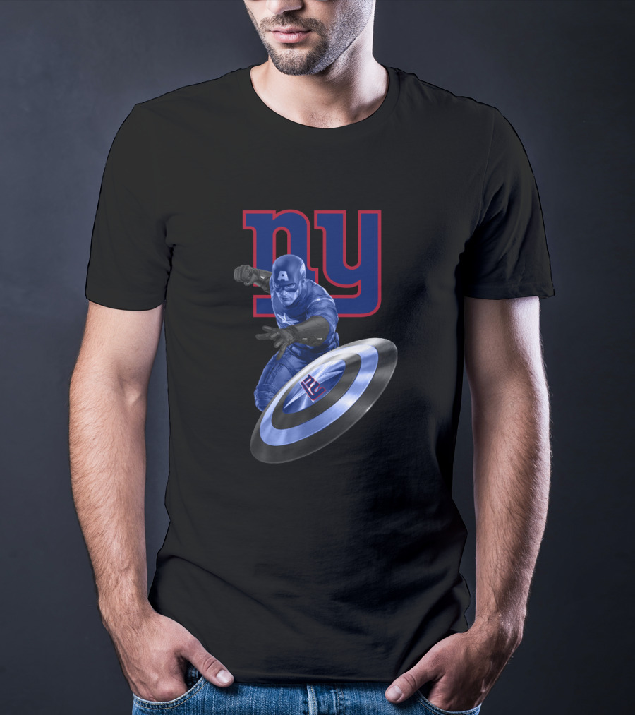 New York Giants Fans Captain America Shield Logo T-Shirt