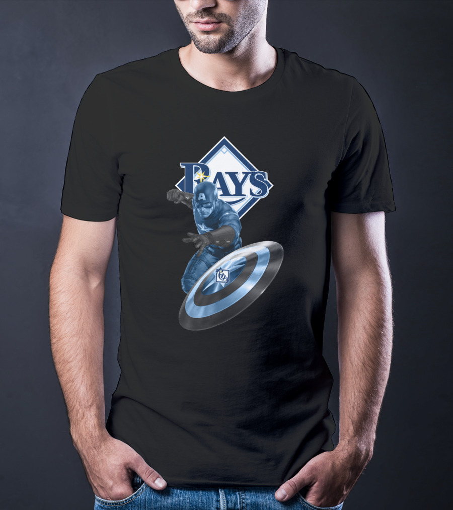 Tampa Bay Rays Marvel Captain America Collaboration With Shield T-Shirt