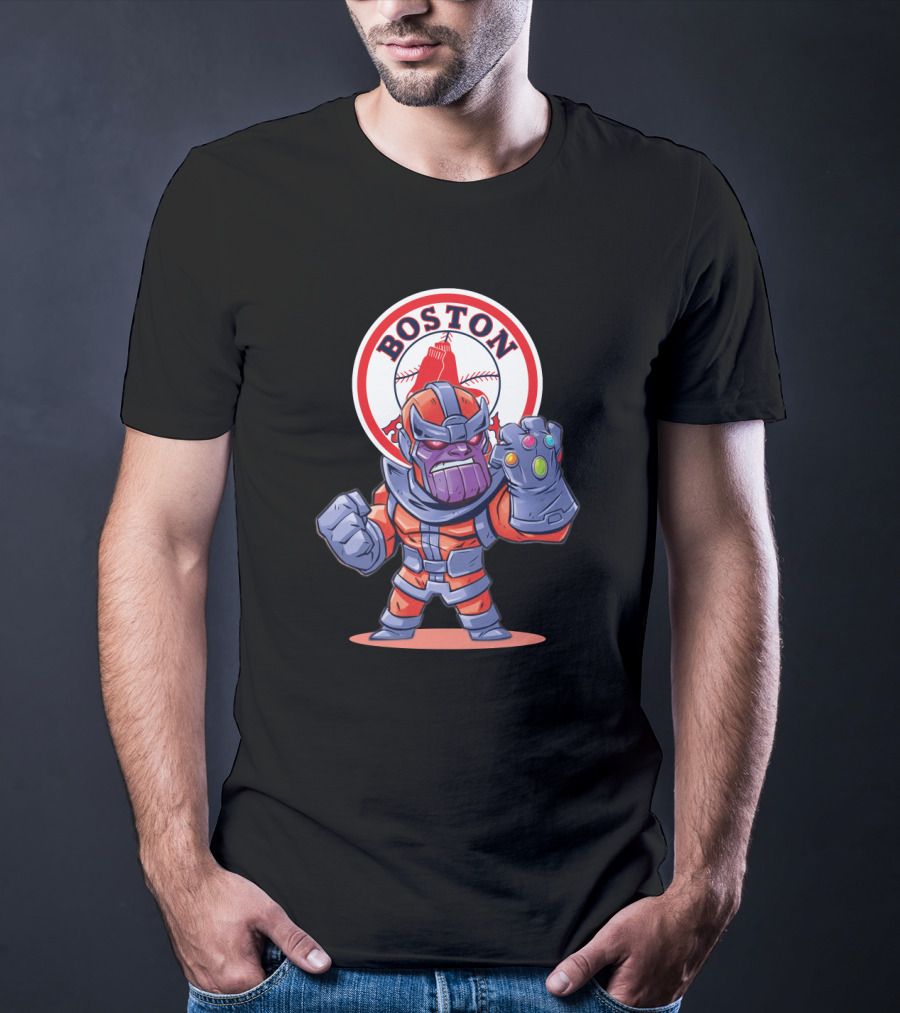 Thanos Boston Red Sox Infinity Gauntlet Mashup T-Shirt