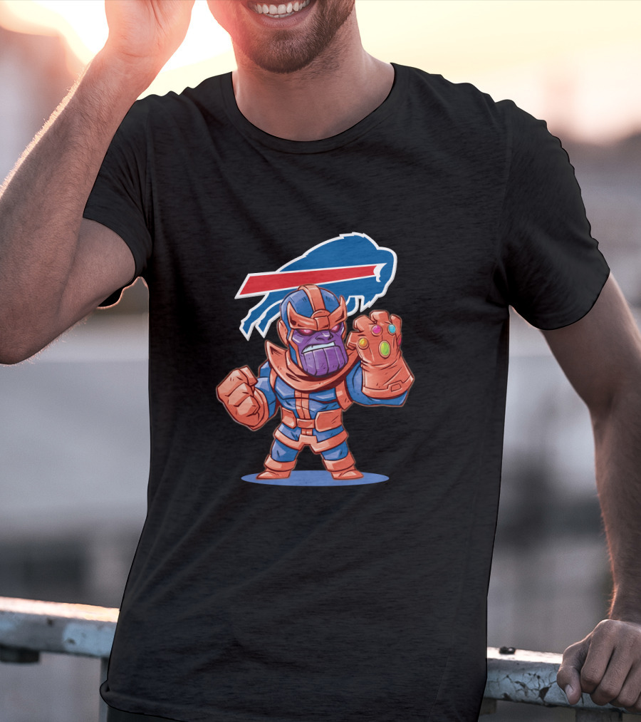 Thanos With Buffalo Bills Logo Fandom Fusion T-Shirt