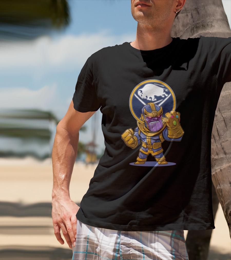 Thanos With Buffalo Sabres Logo Infinity Gauntlet T-Shirt