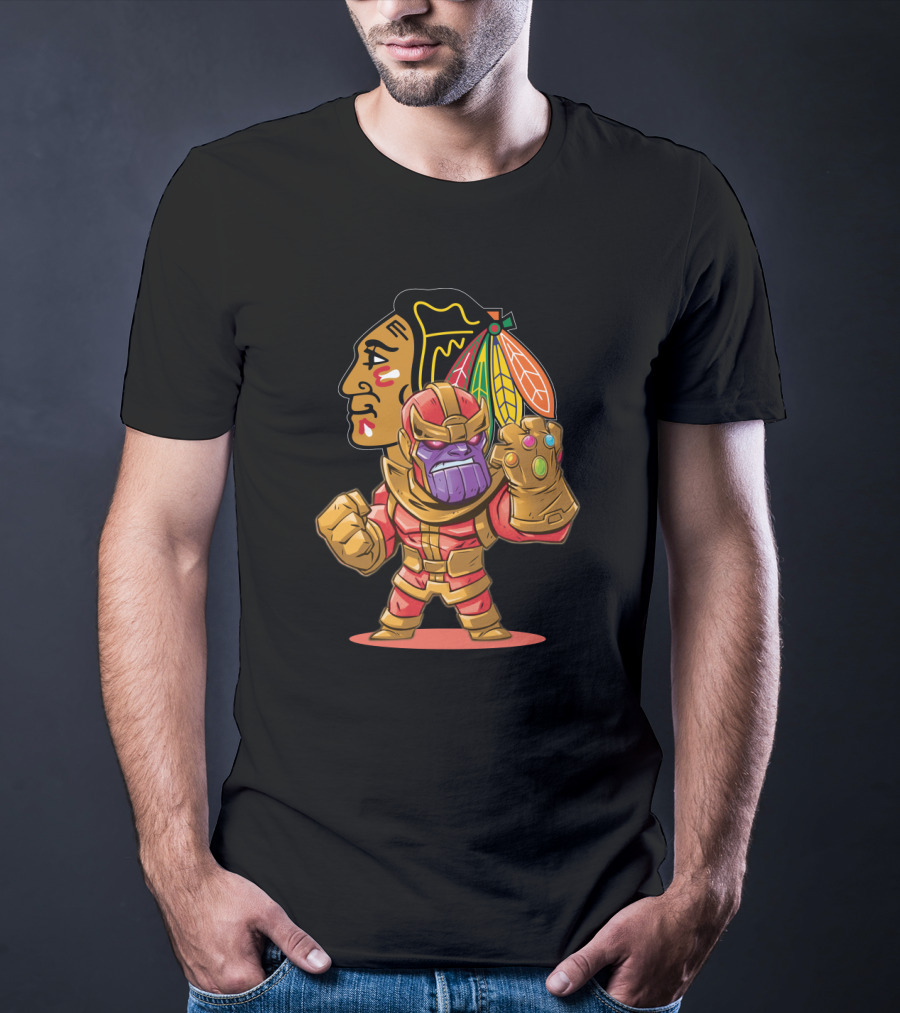 Thanos Chicago Blackhawks Fans Crossover Mashup T-Shirt