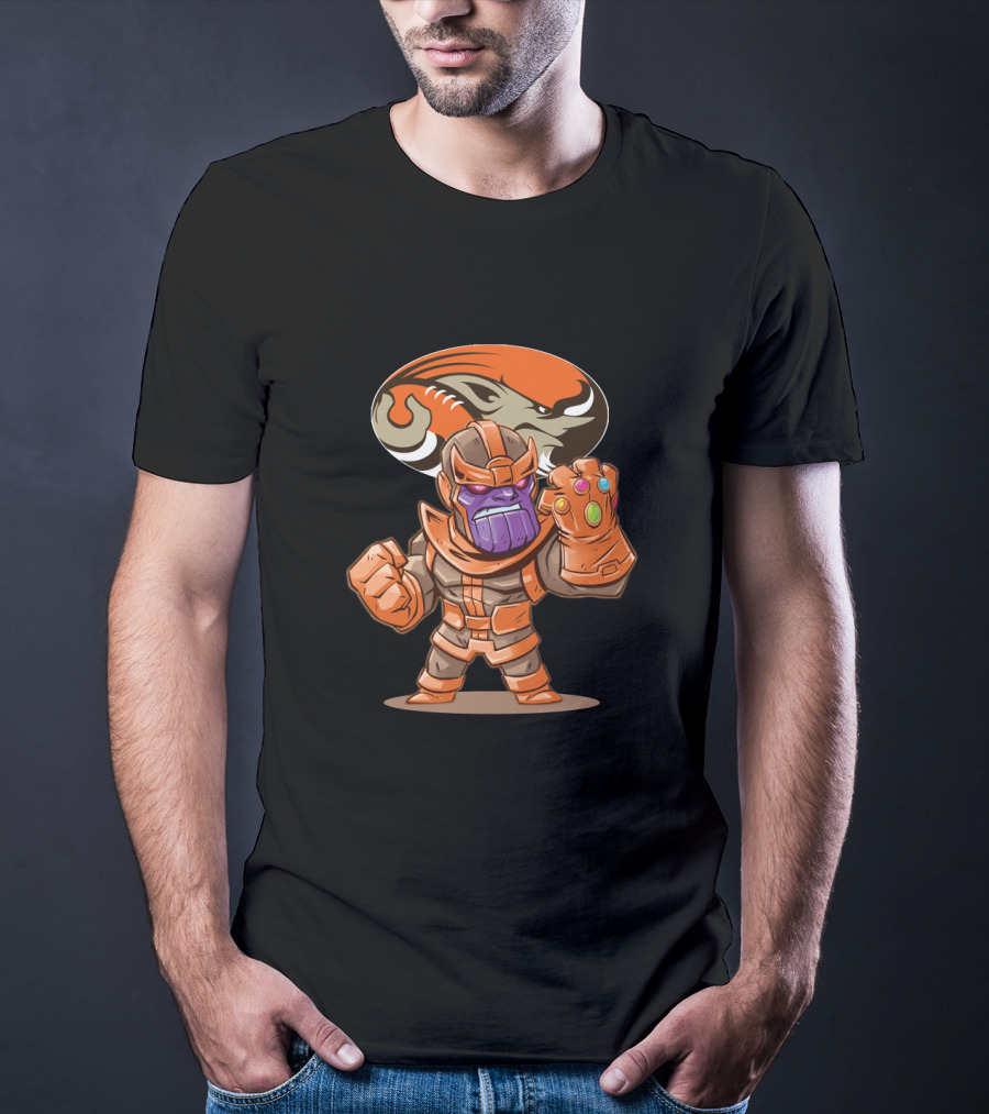 Thanos Infinity Gauntlet Cleveland Browns Fan Crossover T-Shirt