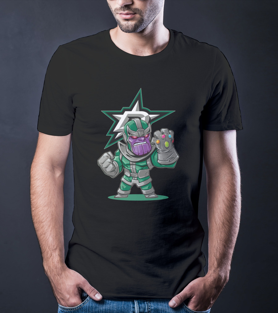 Thanos In Dallas Stars Colors With Infinity Gauntlet T-Shirt