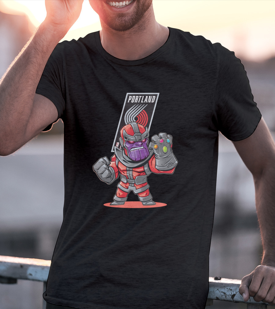Thanos Portland Trail Blazers Infinity Gauntlet Crossover T-Shirt