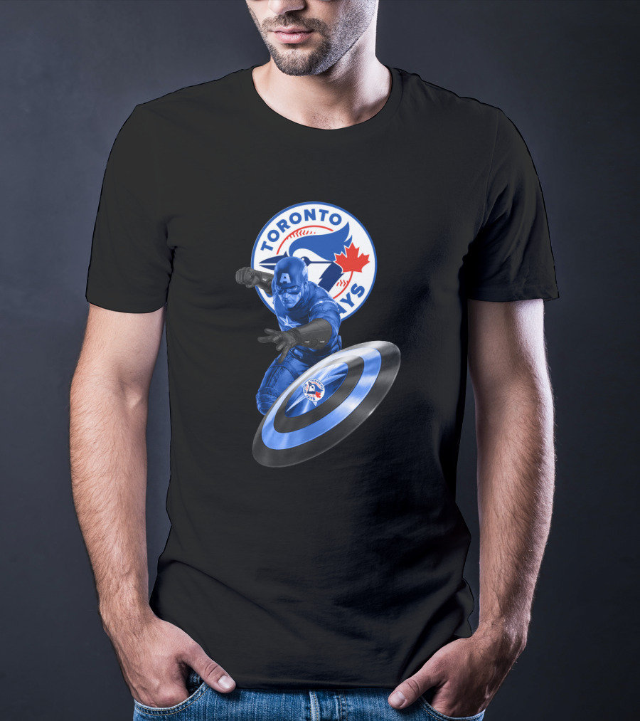 Toronto Blue Jays Captain America Collaboration With Shield And Team T-Shirt