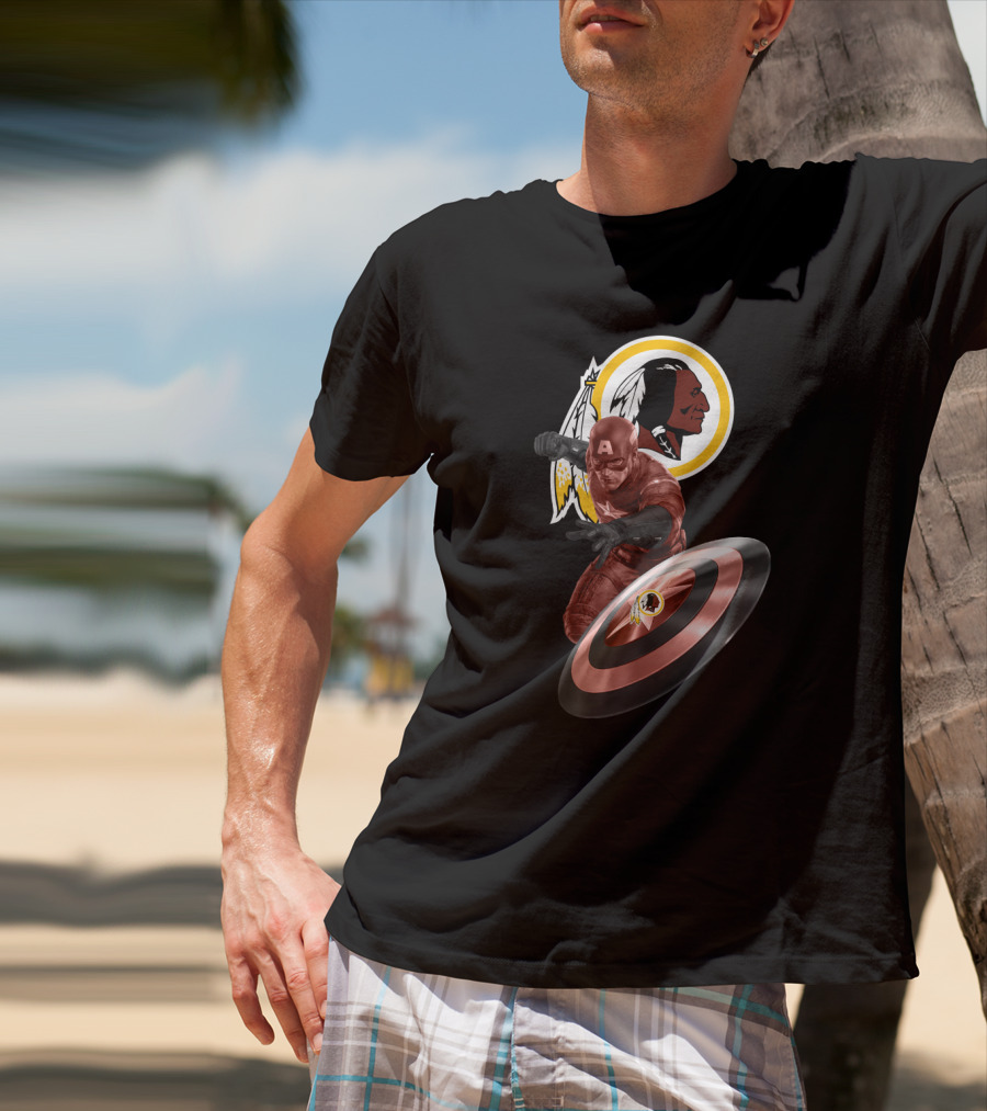 Washington Redskins Meets Captain America Crossover Tribute T-Shirt