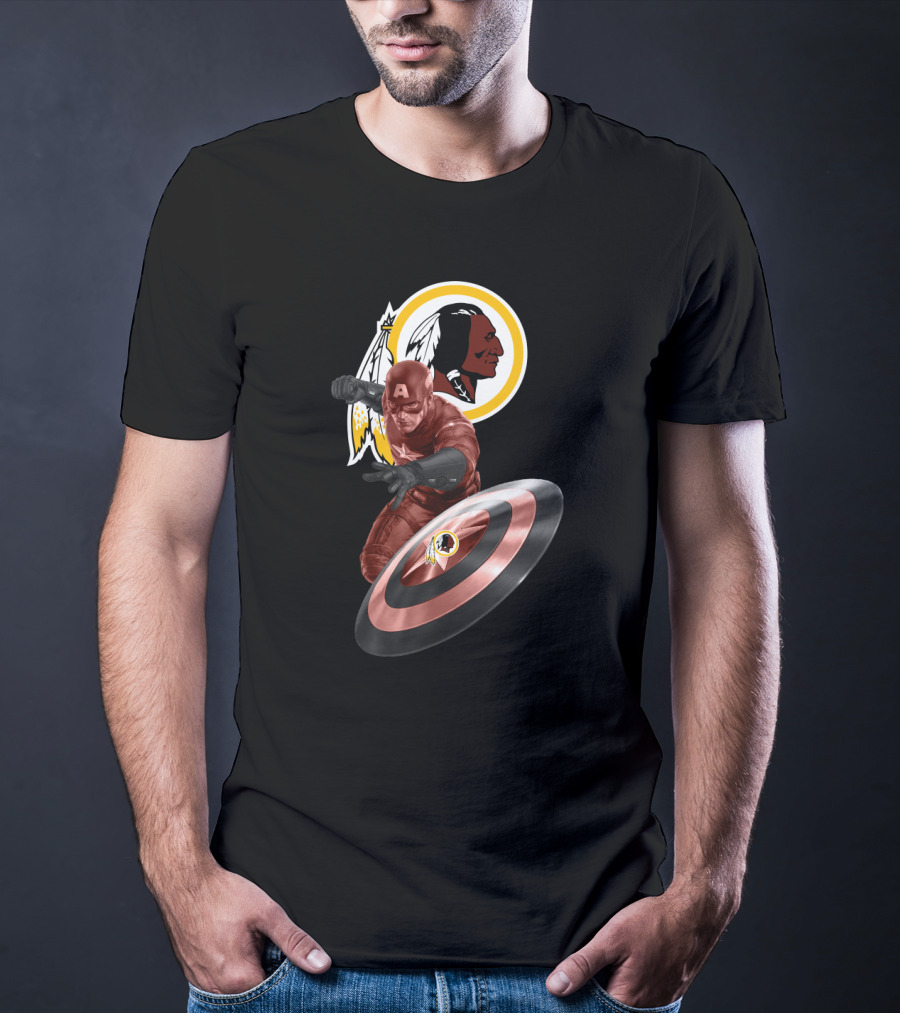 Washington Redskins Meets Captain America Crossover Tribute T-Shirt