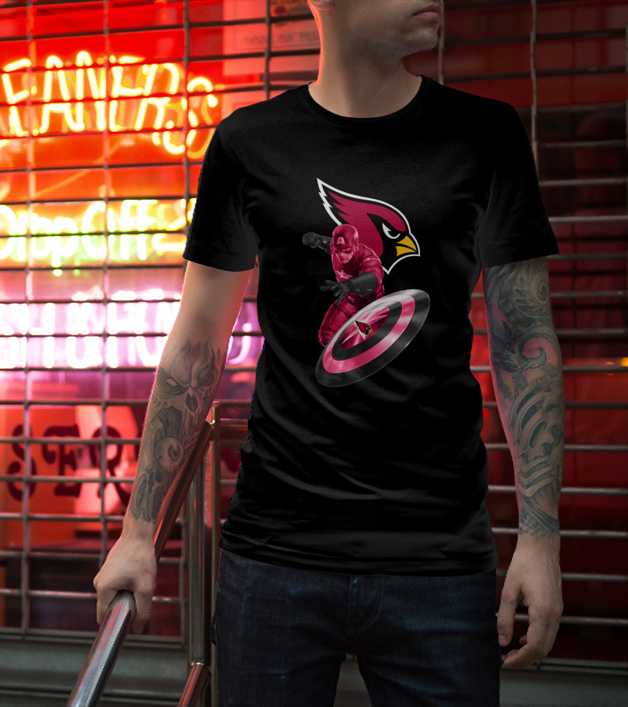 Arizona Cardinals Captain America Avengers Shield T-Shirt