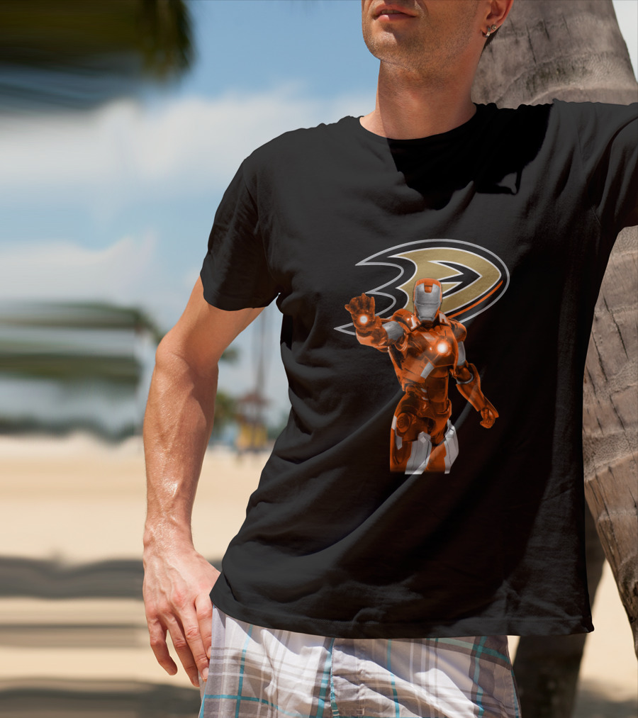 Anaheim Ducks Iron Man Crossover With Iconic Team T-Shirt