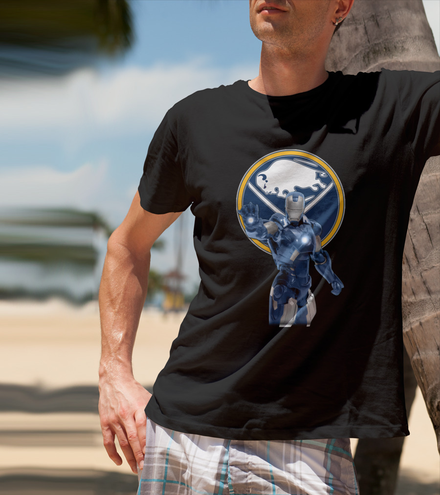 Iron Man Buffalo Sabres Hockey Marvel Crossover T-Shirt