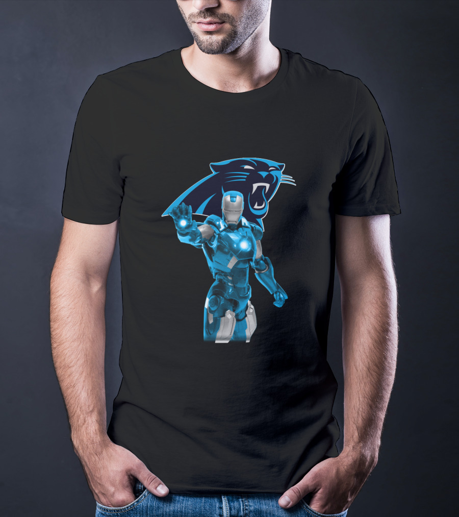 Iron Man Meets Carolina Panthers Marvel Fans Crossover T-Shirt