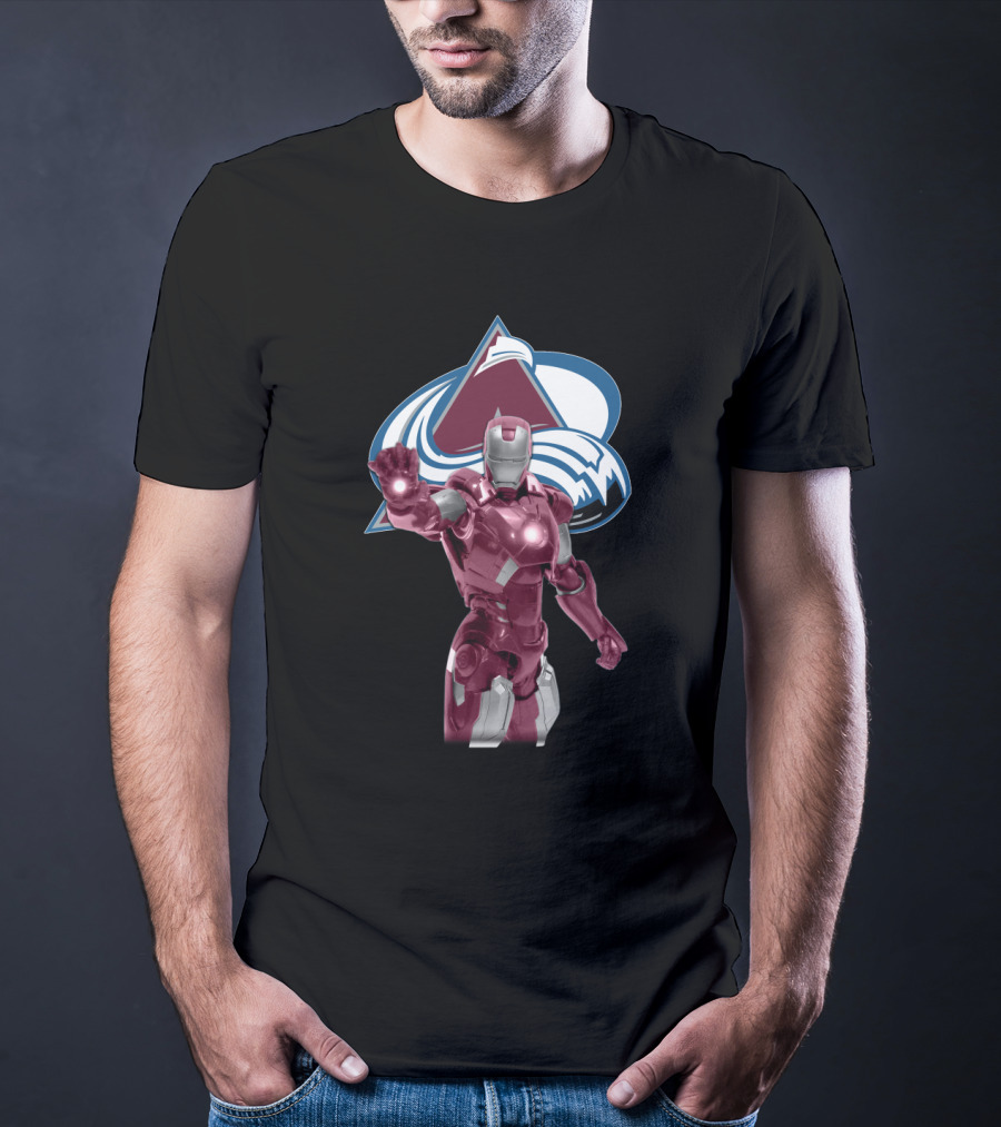 Iron Man Marvel Crossover With Colorado Avalanche NHL T-Shirt