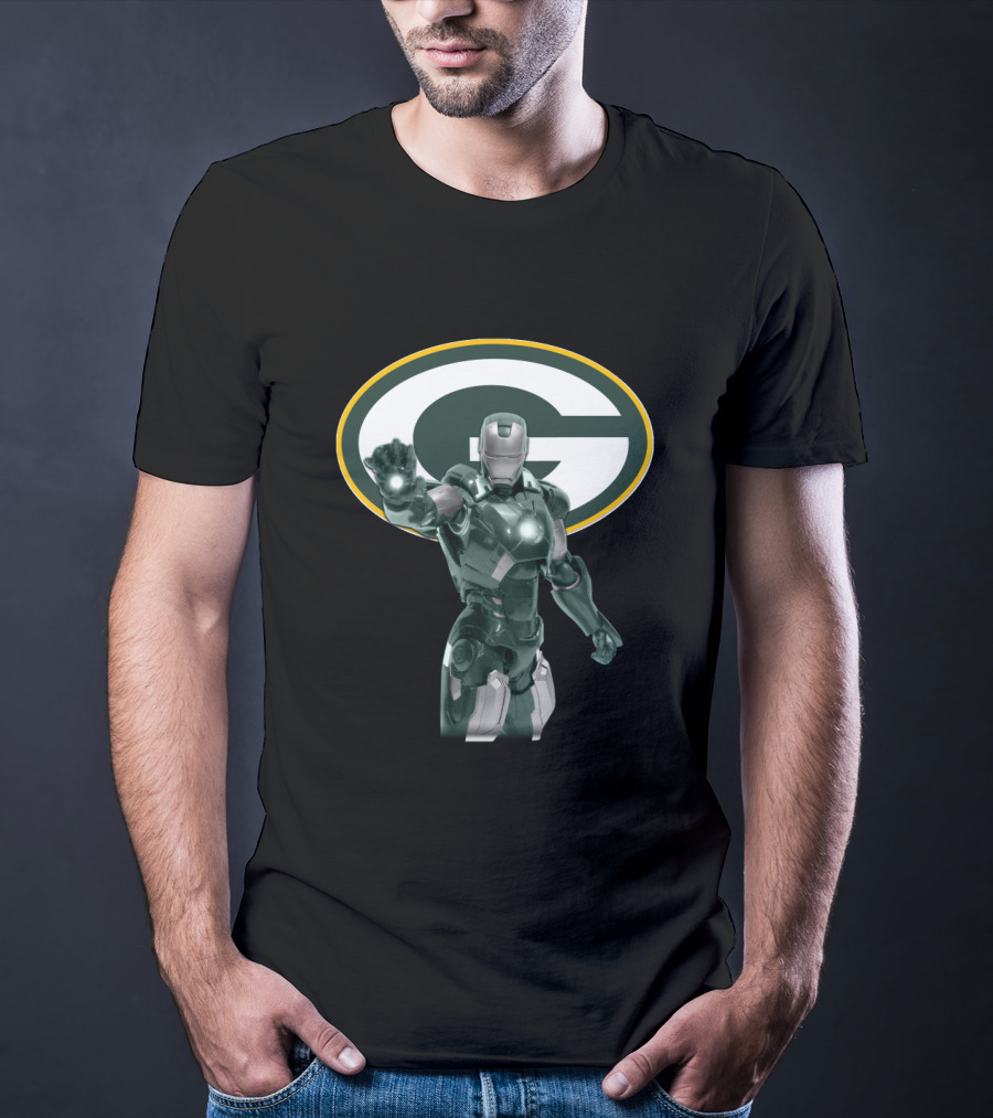 Iron Man Green Bay Packers Marvel Superhero Fan Crossover T-Shirt