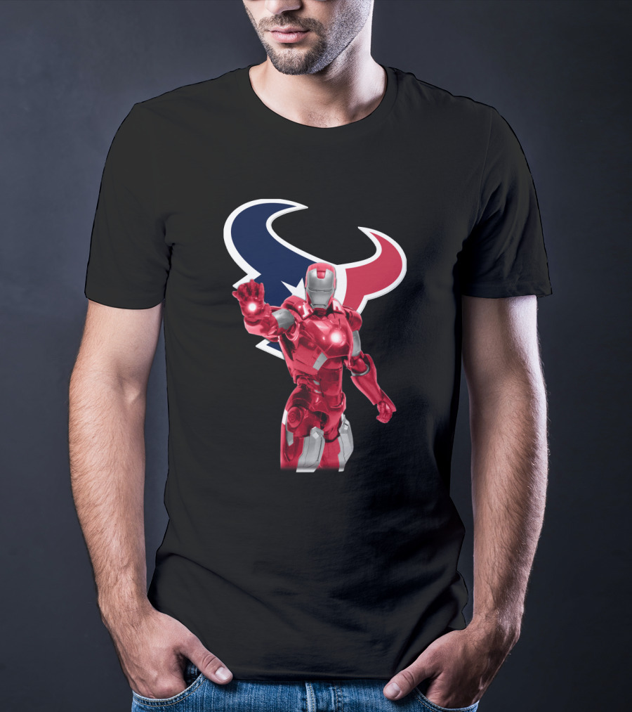 Iron Man Houston Texans Superhero Fusion For Fans T-Shirt