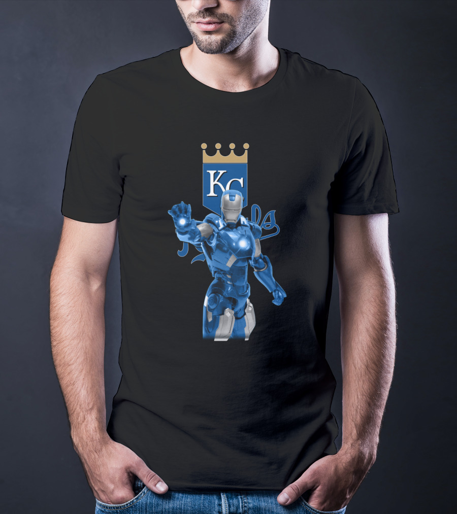 Kansas City Royals Blue Iron Man Marvel Crossover Collection T-Shirt