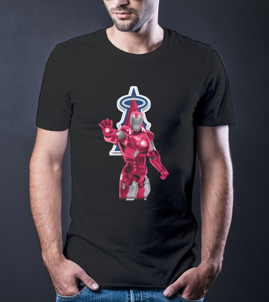 Iron Man Los Angeles Angels MLB Marvel Crossover Hero Fusion T-Shirt