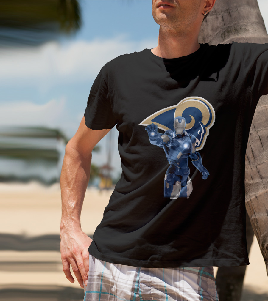Iron Man Los Angeles Rams Superfan Crossover T-Shirt